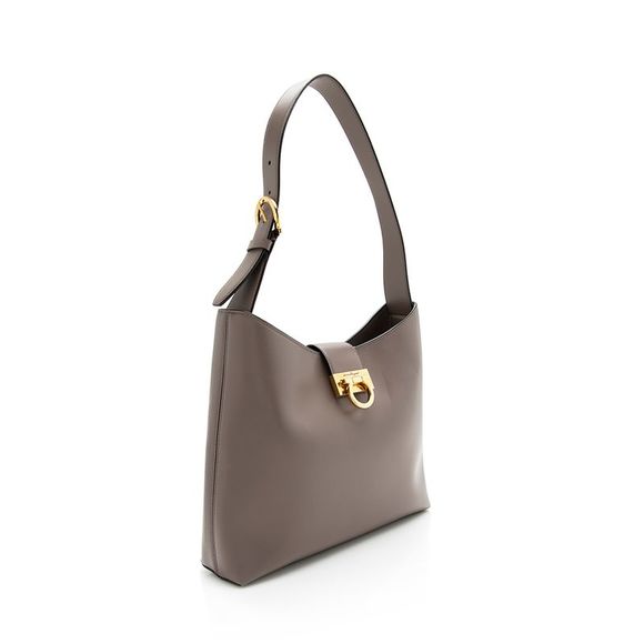 Salvatore Ferragamo Leather Gancio Trifolio Large Shoulder Bag - Picture 2 of 15